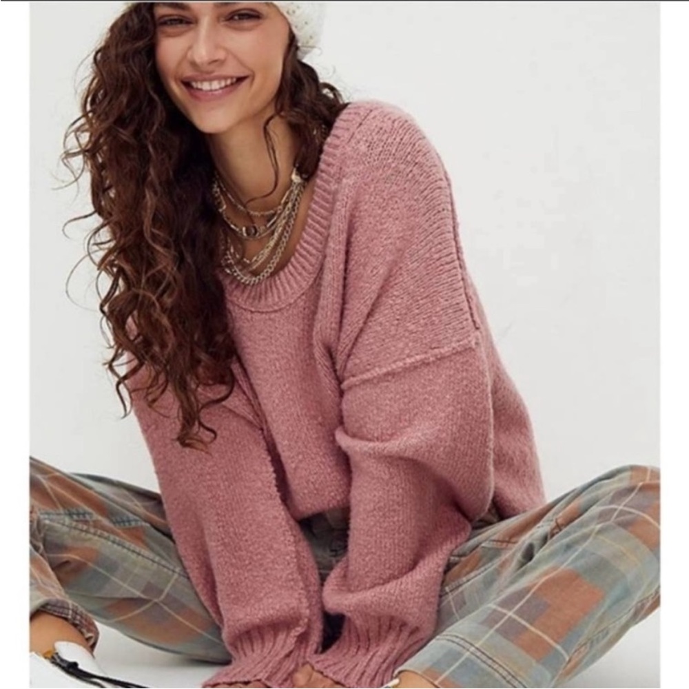 Free People Dusty Rose Crewneck Sweater
